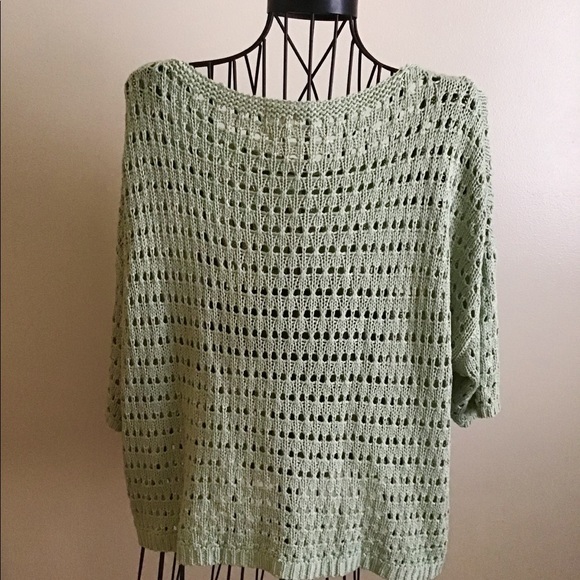 LISTICLE open knit elbow sleeve cardigan sweater - Picture 2 of 8